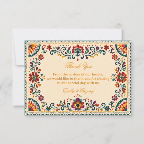 Colorful Folk Botanical Mexican Thank You Card