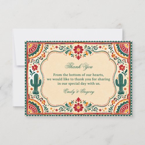Colorful Folk Botanical Mexican Thank You Card