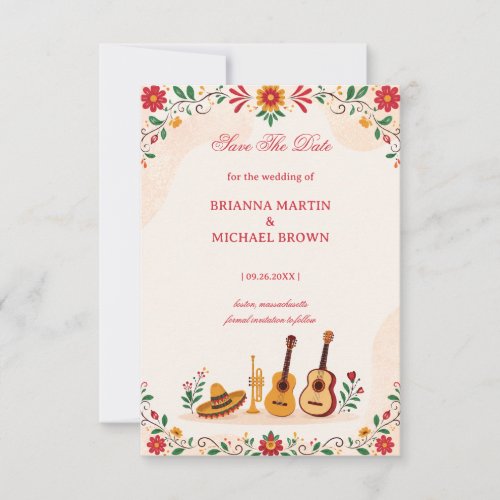 Colorful Folk Botanical Romantic Mexican Save The Date