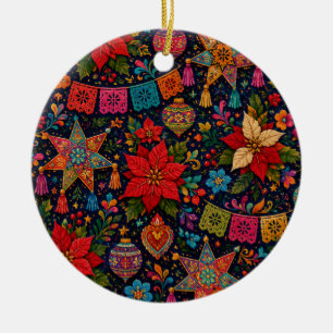 Colorful Folk Christmas Ceramic Ornament