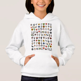 Colorful folk floral and birds hoodie
