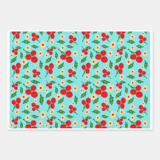 Colorful Folk Floral Pattern Wrapping Paper (Front)