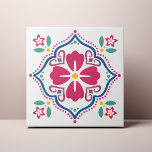 Colorful Folk Flower Azulejo Ceramic Tile<br><div class="desc">Decorate the office with this Colorful Folk Flower design. You can customize this further by clicking on the "PERSONALIZE" button. Change the background color if you like. For further questions please contact us at ThePaperieGarden@gmail.com.</div>