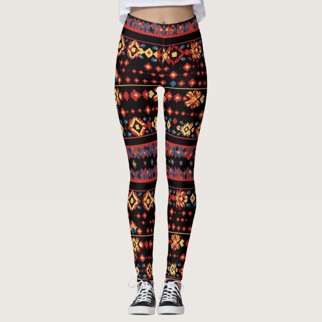 Colorful Folk Pattern Leggings (Front)