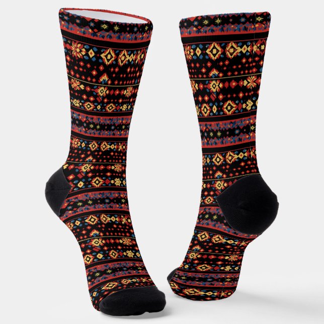 Colorful Folk Pattern Socks (Angled)