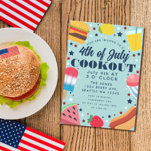 Colorful Food 4TH of July Cookout Invitation