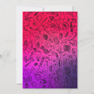 Colorful Food Pattern Fruits Foods Pancakes Veggie Invitation