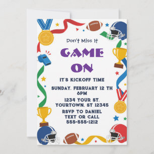 Colorful Football Game Day Party Invitation