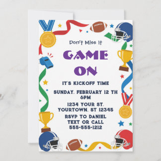 Colorful Football Game Day Party Invitation