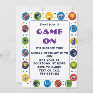 Colorful Football Game Day Party Invitation