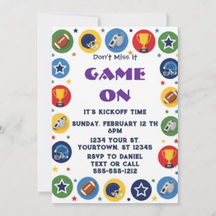 Colorful Football Game Day Party Invitation