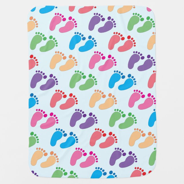 Colorful Footprints Baby Blanket (Front)
