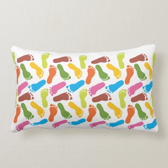 Colorful Footprints Throw Pillows