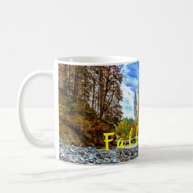 Colorful Forest Autumn Fall Trees River Coffee Mug (Left)