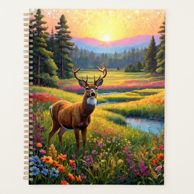 Colorful Forest Colors and Deer art Planner (Front)