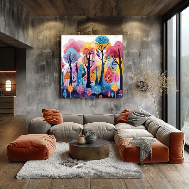 Colorful Forest: Folk and Naive Landscape Poster (Creator Uploaded)