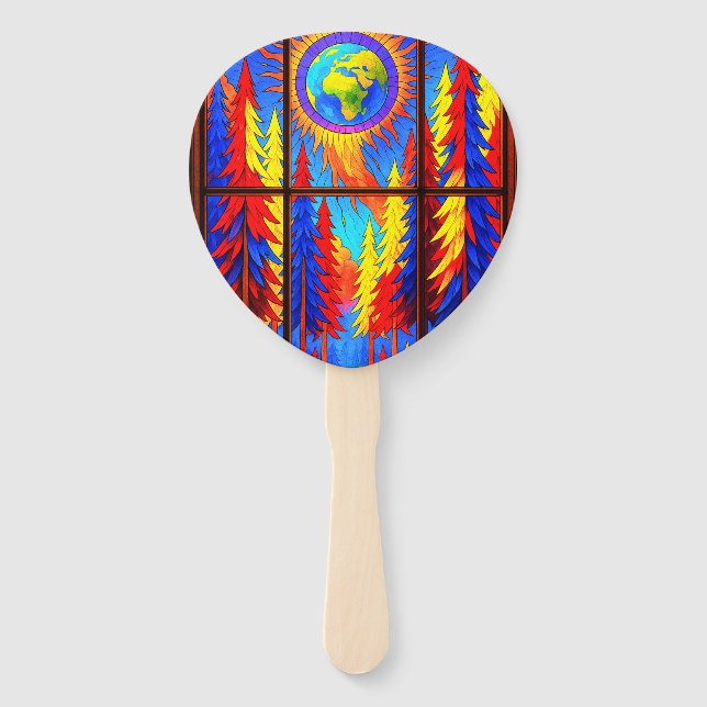 Colorful Forest Hand Fan (Front)