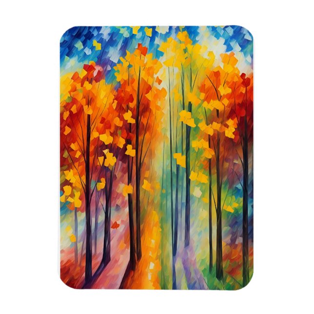 colorful forest illustration magnet (Vertical)