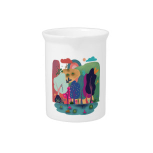 Colorful Forest Landscape Beverage Pitcher