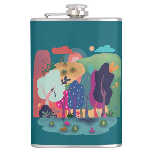 Colorful Forest Landscape Flask (Front)