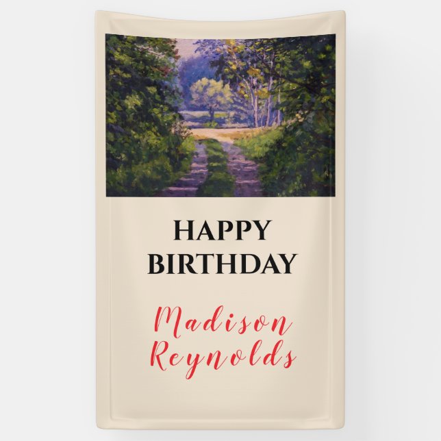 Colorful Forest Light Blue Purple Yellow Green Banner (Vertical)