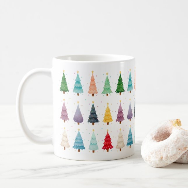 Colorful Forest of Holiday Cheer Coffee Mug (With Donut)
