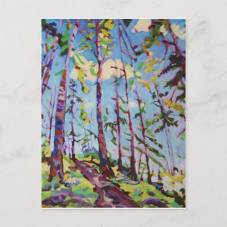Colorful forest painting postcard