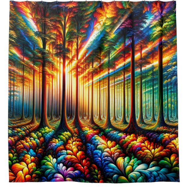 Colorful Forest Shower Curtain (Front)
