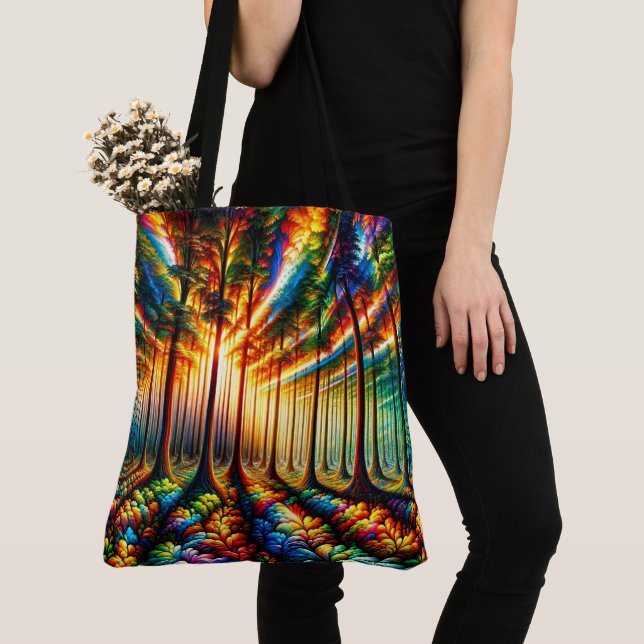 Colorful Forest Tote Bag (Close Up)
