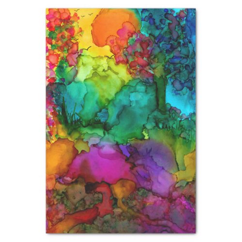 Colorful Forest with Birds Tissue Paper