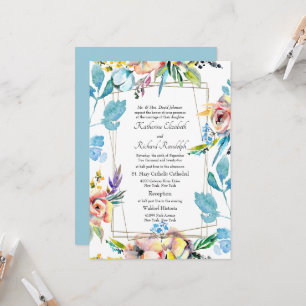 Colorful Formal Floral Bride Parents Wedding Invit Invitation