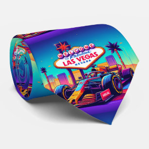 Colorful Formula 1 Race Car 5 Las Vegas Neck Tie