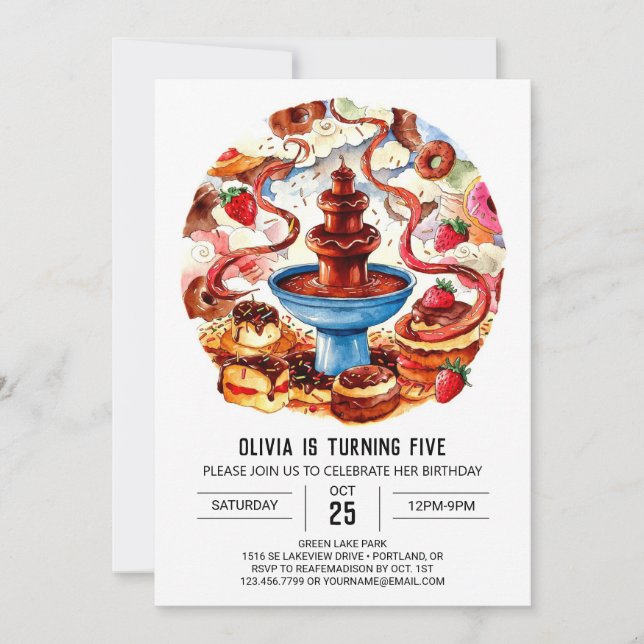 Colorful Fountain Chocolate Birthday Invitation (Front)