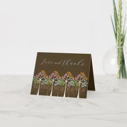 Colorful Four Seasons Dotted Trees Wedding Photo Thank You Card