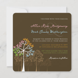 Colorful Four Seasons Trees Forest Autumn Wedding Invitation