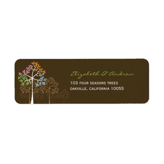 Colorful Four Seasons Trees Wedding Address Labels (Front)