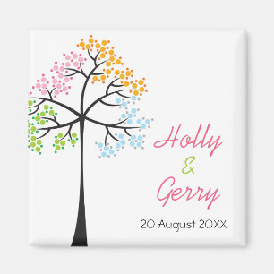 Colorful Four Seasons Trees Wedding Save The Date Magnet