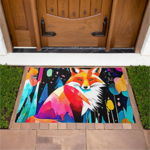 Colorful Fox Abstract Art Doormat