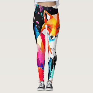 Colorful Fox Abstract Art Leggings