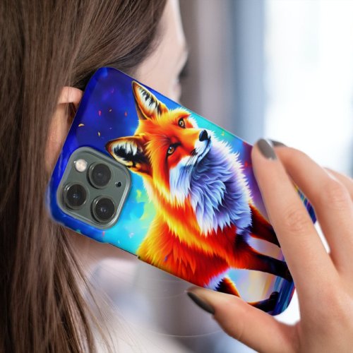 Colorful fox animal decor elegant beautiful  iPhone 11 case