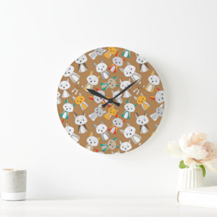 Colorful Fox Cartoon Large Clock