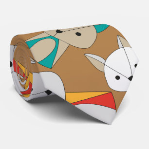 Colorful Fox Cartoon Neck Tie