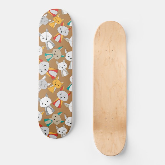 Colorful Fox Cartoon Skateboard (Front)