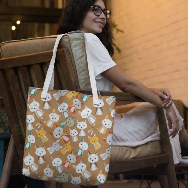 Colorful Fox Cartoon Tote Bag (Creator Uploaded)