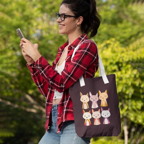 Colorful Fox Cartoon Tote Bag