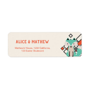 Colorful Fox Geometric Shapes Tribal Theme Label