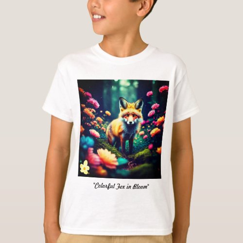 Colorful Fox in Bloom T_Shirt