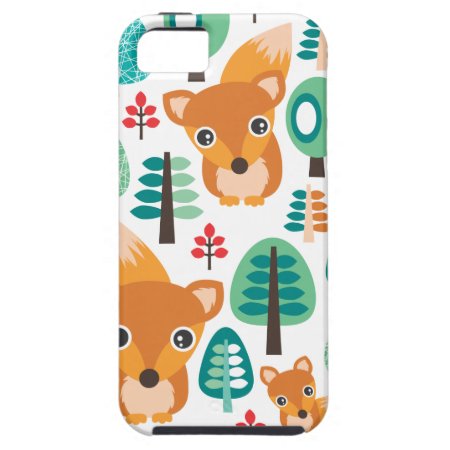 Colorful Fox Tree Kids Pattern Iphone 5 Case