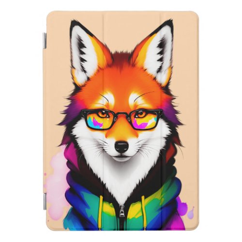 Colorful Fox with Glasses and Hoodie  iPad Pro Cover