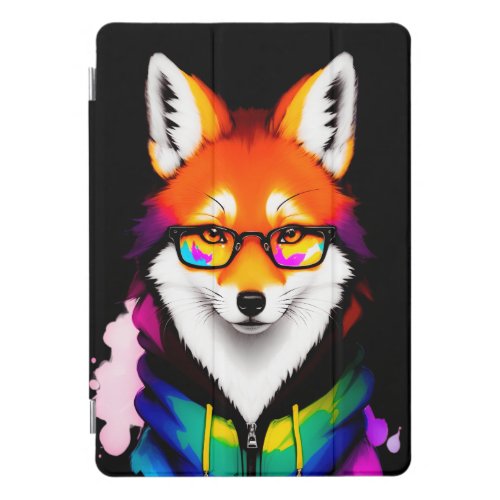 Colorful Fox with Glasses and Hoodie  iPad Pro Cover